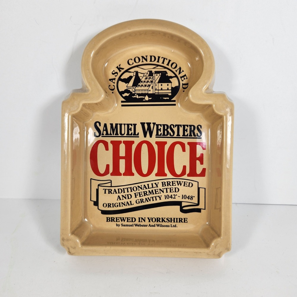 Vintage Samuel Websters Choice Beer Ashtray Yorkshire Ceramic Breweriana Tan